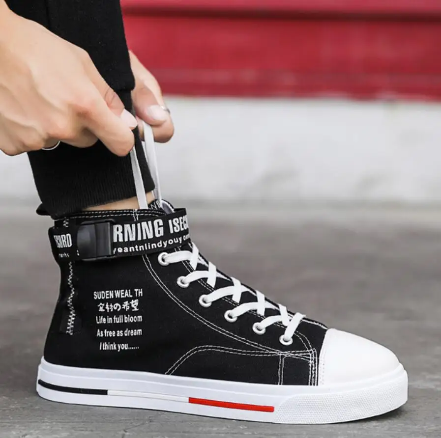 Мужская парусиновая обувь с высоким берцем кроссовки на шнуровке мужские ботинки с массивным каблуком с классическим ретро-стилем черные высококачественные эспадрильи
