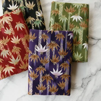 

Japanese style pure cotton fabric delicate gilt bamboo maple leaf pattern fabric gift packaging tablecloth DIY clothing fabric
