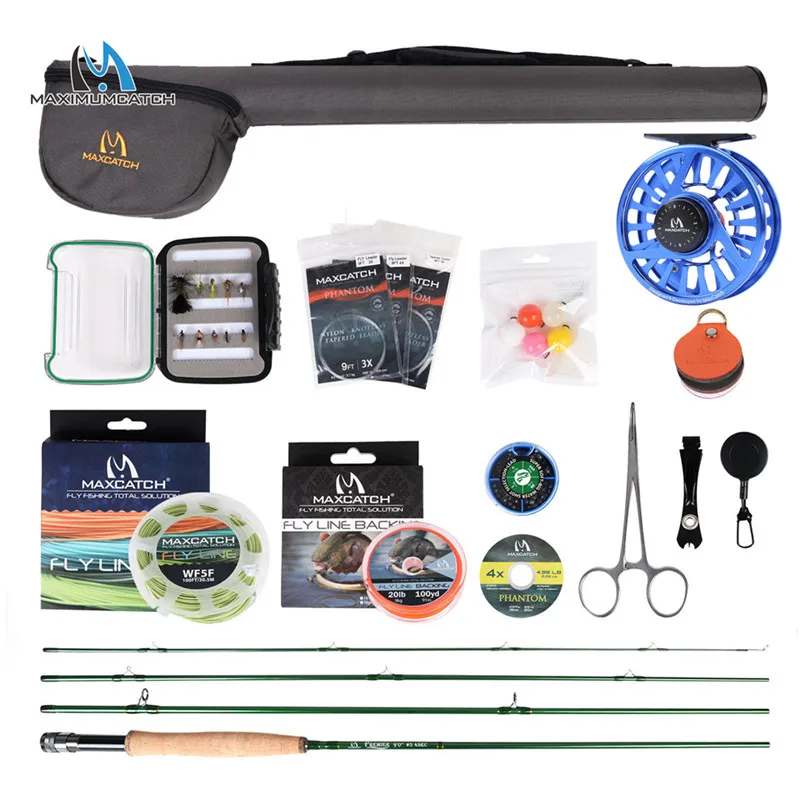 Blue Reel Combo Maximumcatch Maxcatch Prime 8'6''/9' 3-8WT полный Fly Fising Rod Kit Combo - Цвет: Blue Reel Combo