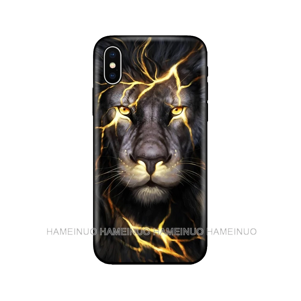Черный чехол ТПУ для iphone 5 5s se 6 6s 7 8 plus x 10 чехол силиконовый чехол для iphone XR XS 11 pro MAX чехол Большой Лев животное - Цвет: 40010