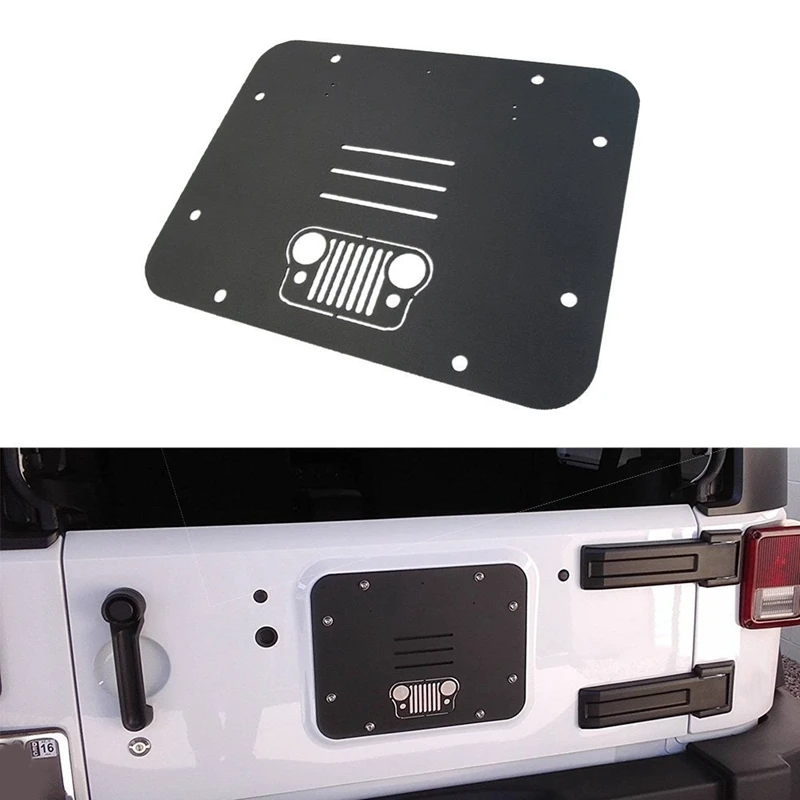 NewSpare Tire Carrier Delete Filler Plate Tramp Stamp Tailgate Vent-Plate Cover for 2007-2017 Jeep JK Wrangler &amp Unlimited |