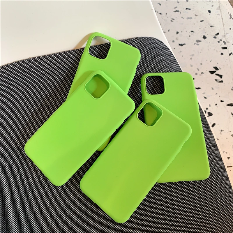 Candy Solid Color Green Soft Silicone Phone Case For iphone 11 11Pro Max 7 8 Plus 6 6S X XS Max XR Matte Simple Cover
