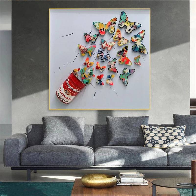 

Abstract Painting Canvas Print Butterfly Poster Modern Art Pictures For Living Room And Bedroom Decoration Home Decor Frameless