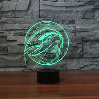 

Fishing 3D LED RGB Night Light 7 Color Change Desk Light Action Figures 2831 Kids Home Christmas Toys
