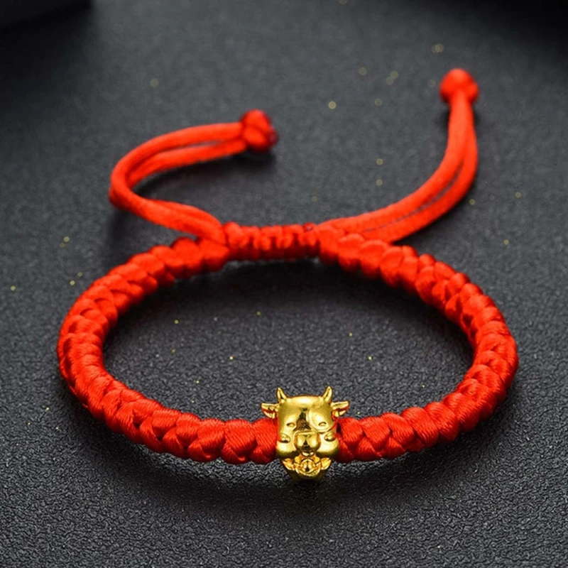 Holibanna Zodiac Sign Bracelet Chinese Red String Bracelet Rhinestones Bracelet Animal Cow Bracelet for 2021 Chinese New Year Christmas Birthday Gift Supplies