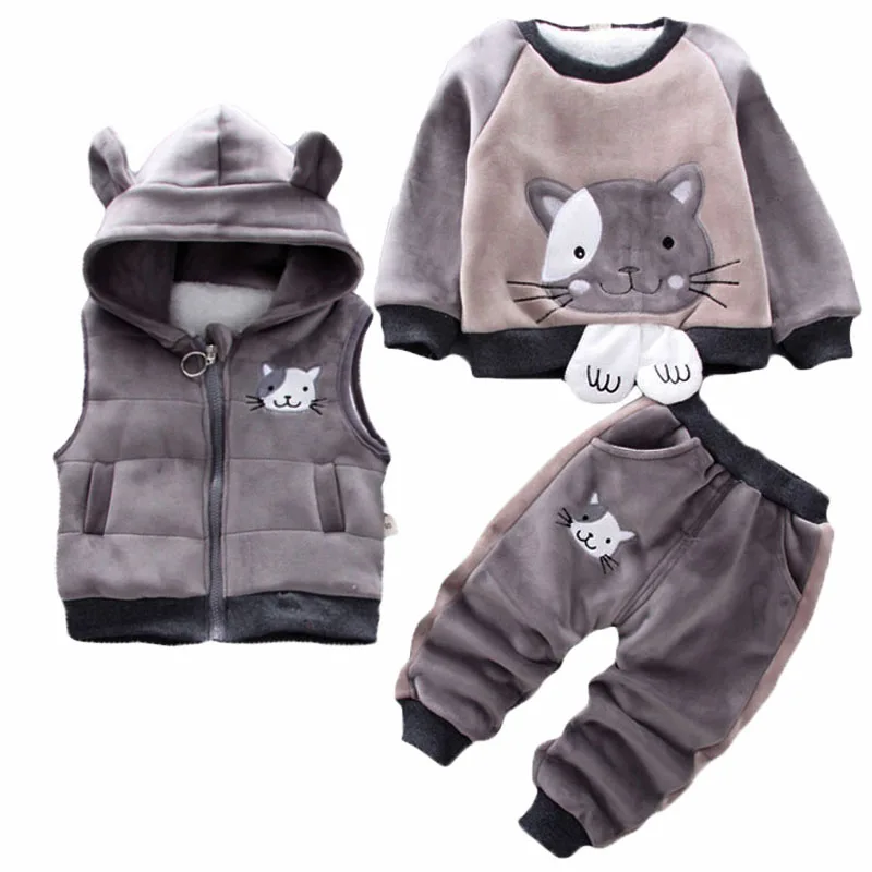 Goede Kinderen Kinderen Jongens Meisjes Kleding Sets Winter Hooded Wollen Vest Jassen Broek Dikke Warme Tracksuts Kids Kleding Broek Sets