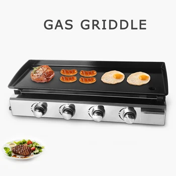 

Gzzt Steel Flat Grill BBQ Frying Griddle LPG Gas Non-stick Iron Plancha 2/3/4 Burners Outdoor Camping Courtyard Cooking CE