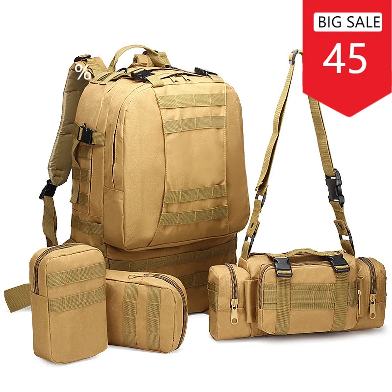 50L Tactical Backpack,Men's Military Backpack,4 in 1Molle Sport Tactical Bag,Outdoor Hiking Climbing Army Backpack Camping Bags