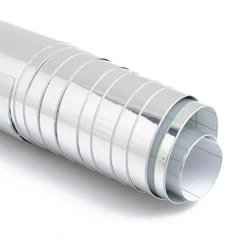 

Chrome Silver Sticker Wrap Sheet Roll Mirror Flexible Vinyl Decal UV Protected Self Stick Car Stickers