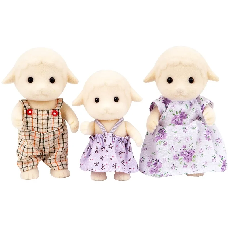 S01 Sylvanian Families кукольный домик пушистые фигурки овечья семья 3 шт. игрушки для животных куклы подарок для девочек Новинка 5127