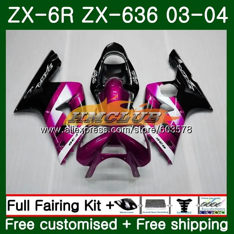 Средства ухода за кожей для KAWASAKI NINJA ZX600 ZX-636 ZX-6R 2003 2004, розовом и черном цвете, 34CL. 113 ZX 636 6 R 600CC ZX6R 03 04 ZX636 ZX 6R 03 04 обтекатель