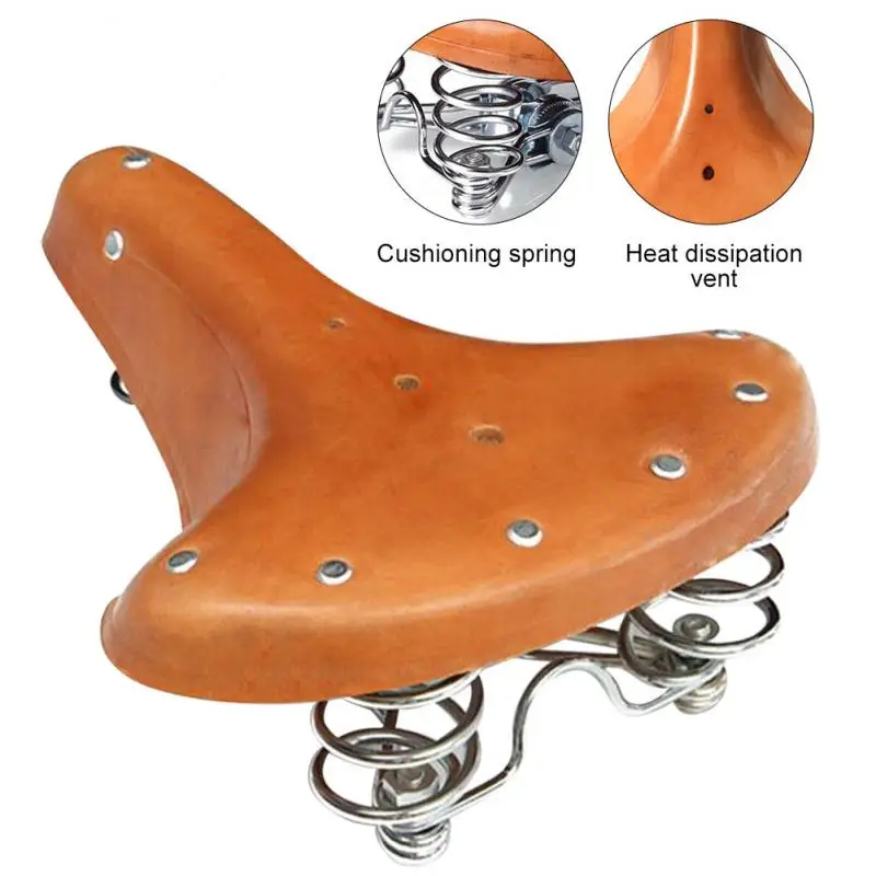 

AUBTEC Bicycle Cowhide Saddle Seat Real Three Spring Saddle Vintage Car Seat Cowhide Saddle Seat Seat Bag Bicycle Accessories