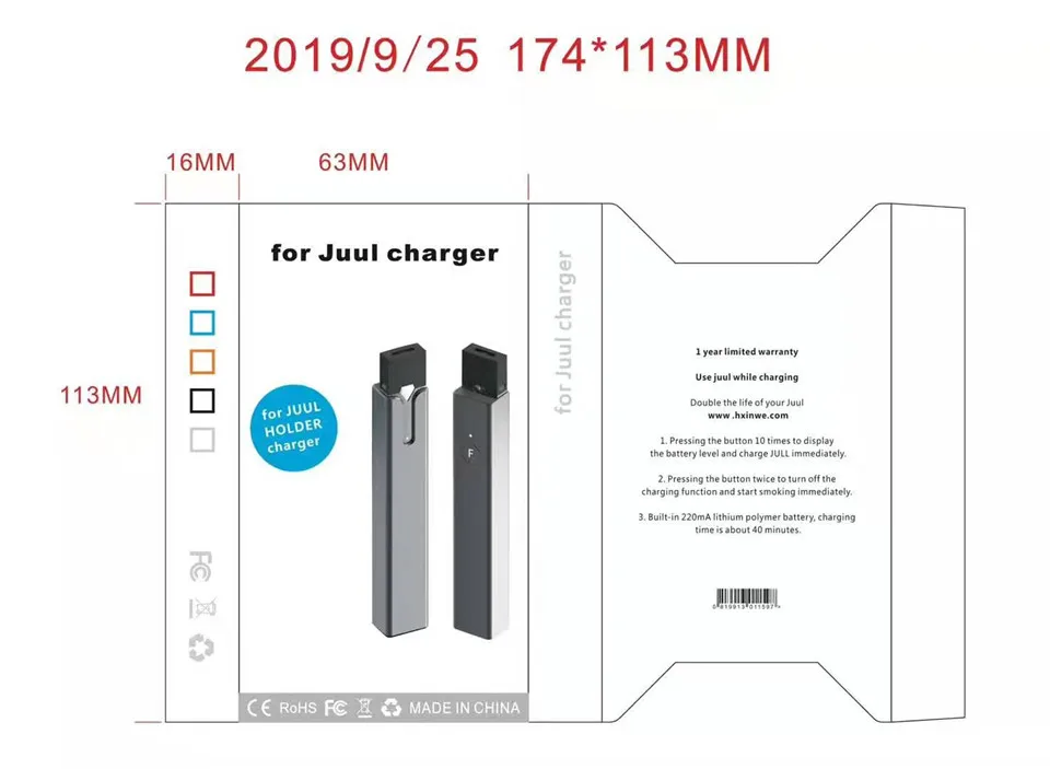 Для Juul маленькая удобная зарядка для электронной сигареты зарядная коробка Мобильный Внешний аккумулятор для курения во время зарядки