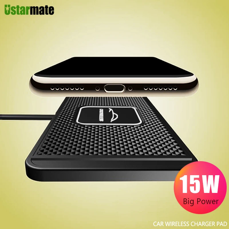 Car Fast Wireless Charger Silicone Pad Cradle Stand Dock 15W for Samsung S20 S10 iPhone 12 11 Pro Xs Max Wireless Charging Stand