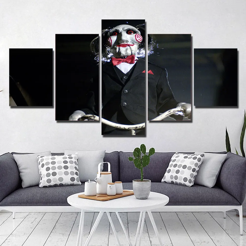 

5 Panels Saw Painting on canvas horror movie poster multi-panel canvas wall art print halloween Pictures