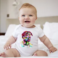 2020 Infant Newborn Bodysuits Baby Tupac 2pac Hip Hop Swag Print Short Sleeve Romper Fashion Jumpsuit Outfits Boys Girls Clothes 1