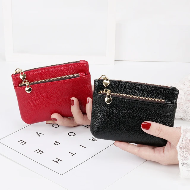 QWZNDZGR Hot Brand Soft Leather Mini Women Card Holder Cute Credit ID Card  Holders Zipper Slim Wallet Case Change Coin Purse Keychain