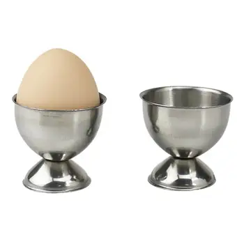 

4Pcs Stainless Steel Egg Cups Holder Soft Stand For Boiled Tabletop Cup Kitchen Tool Set Round Silver Eggs Cup Holder
