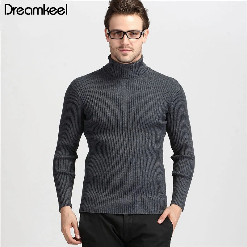 Зимний толстый теплый кашемировый мужской свитер с высоким воротом, мужские свитера, приталенный пуловер, Мужская классическая шерстяная вязаная одежда