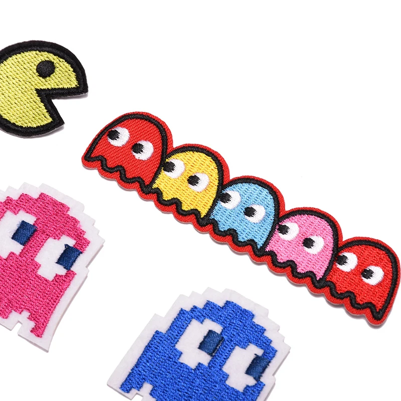 Мультфильм Pacman вышитые нашивки для одежды обувь Diy милые наклейки пентаграмма железные нашивки аппликация для куртки обувь