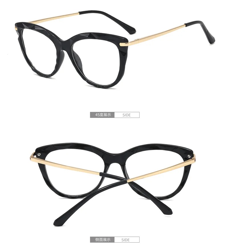 Crystal Transparent Clear Lens Glasses Women Luxury Vintage Retro Cat Eye Glasses Ladies Anti-blue light Computer Optical Frames