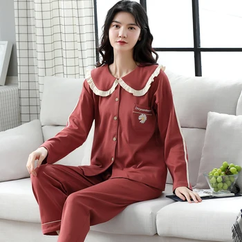 

Pajamas Sets Spring Autumn Women Long Sleeve Sleepwear Suit Home Women Gift Female Sleepwear Pijama Mujer Femme