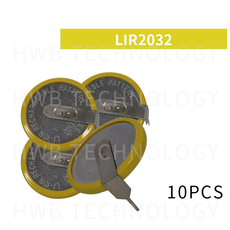 10 шт./лот LIR2032 3,6 в горизонтальное филе сварочная ножная батарея LIR2032 монетная батарея сварочная ножка