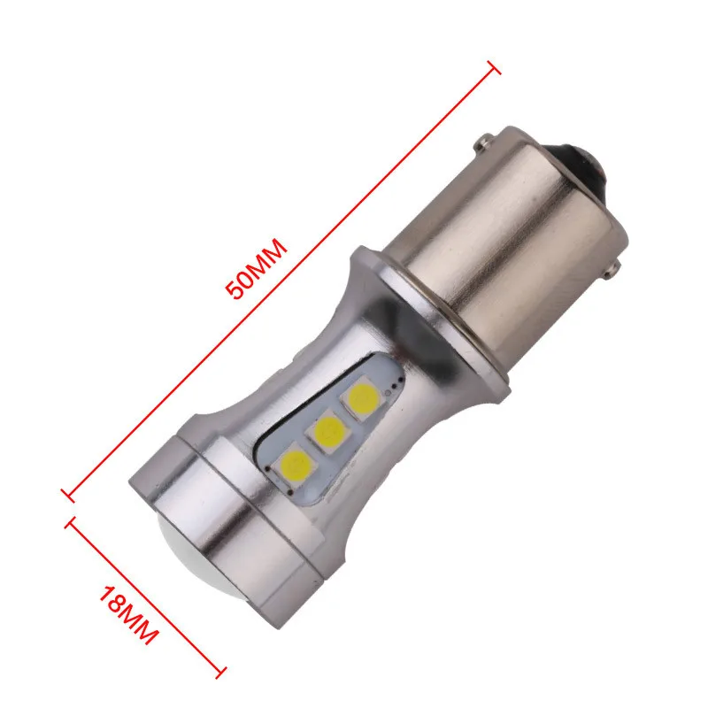 10 шт. P21W BA15S 1156 18 Вт 18SMD светодиодный белые светодиоды; чип 3030 1157 7443 T15 Автомобильные стоп-сигналы Реверсивный лампочка для машины светодиодный лампы 12V