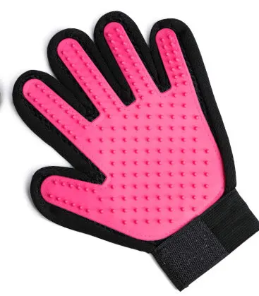 Pink Right Щетка для ухода за шерстью питомца перчатка, собака для удаления волос, нежная дезашивающая Массажная рукавица, пять пальцев инструмент для ухода за бородой с регулируемым ремешком на запястье - Цвет: Pink Right