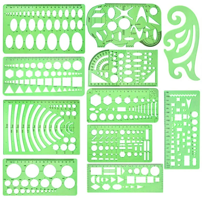 6Pcs/set Plastic Measuring Templates Geometry Stencils Template