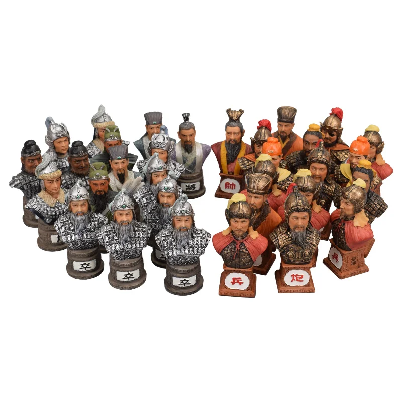 Wooden Vintage Sculpture Chess Portable Large Figures Set  Chinese Chess Pieces High End Gifts Spiele Games for Children Ed50zm