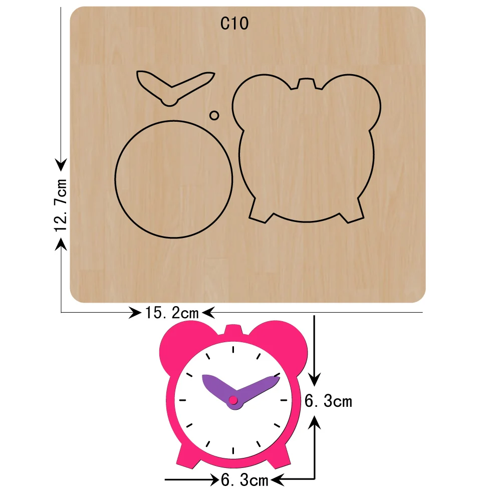 

New Alarm clock Wooden die Scrapbooking C-10 Cutting Dies Compatible with most die cutting machines