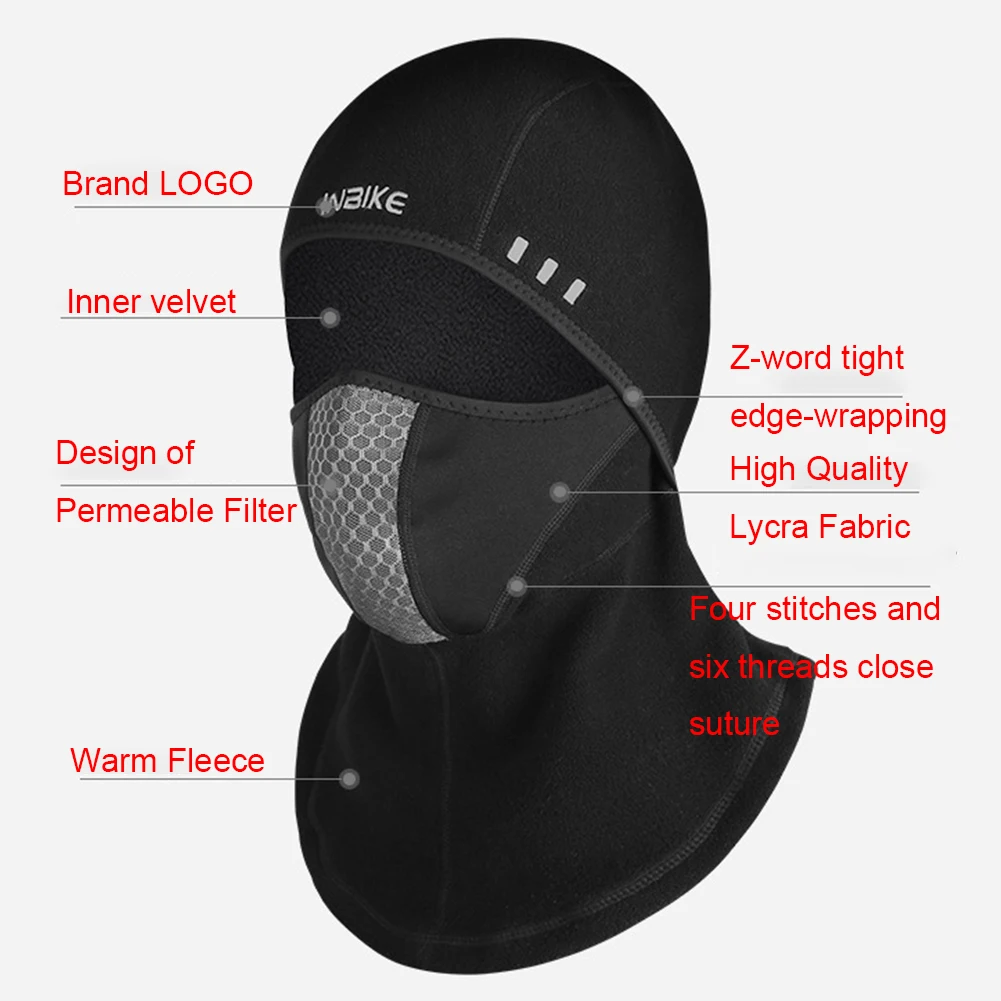 Practical Warm Full Face Windproof Filter Anti Dust Winter Cycling Mask Skiing Detachable Outdoor Protective Soft