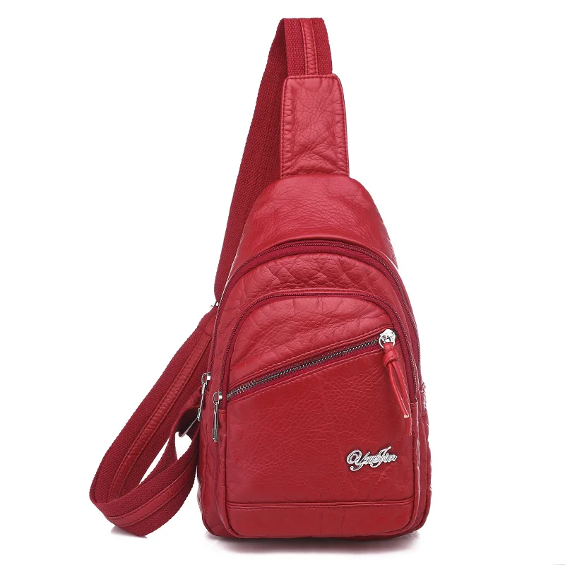 Новая простая повседневная женская нагрудная сумка высокого качества противоугонные сумки через плечо для женщин Женская дорожная мягкая кожаная маленькая сумка - Цвет: Red-1