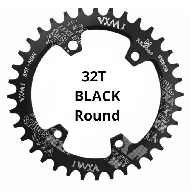 Black 32T Round VXM круглый Овальный 96BCD цепь MTB Горный BCD 96 велосипед 30T 32T 34T 36T 38T шатуны зубные пластины Запчасти для M7000 M8000 M9000 - Цвет: Black 32T Round