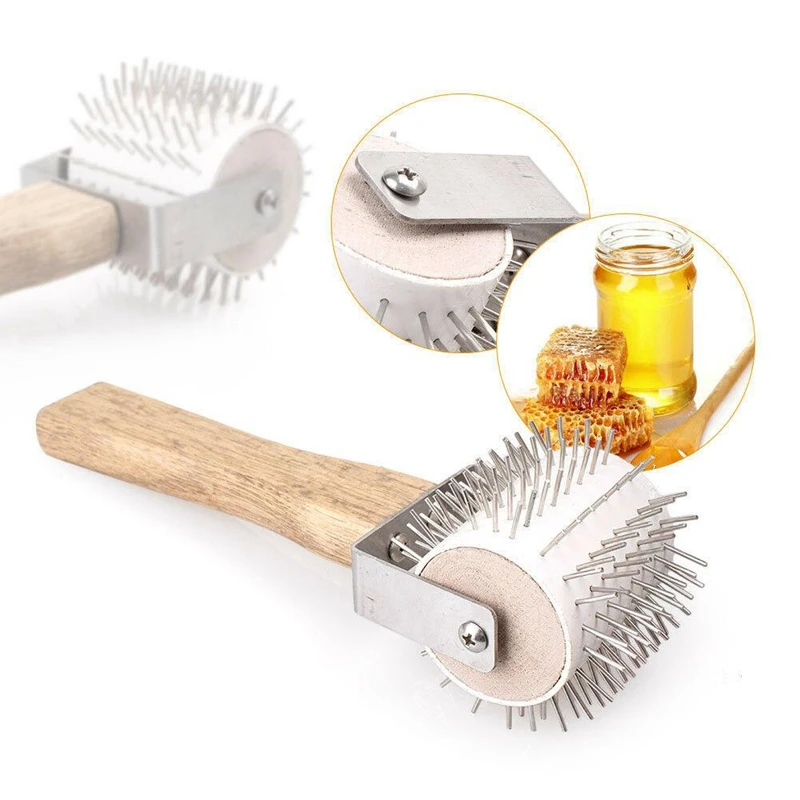 Bee Uncapping игла Дырокол ролик с деревянной ручкой/мед экстрактор/нержавеющая сталь иглы/мед гребень пчеловодства оборудование/пчела H
