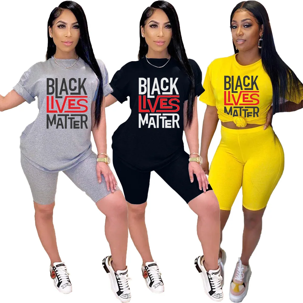 

Black Lives Matter T Shrt and Short 2 Piece Short Set for Women Summer 2020 Matching Sets Cute Outfits Womens Two Piece Sets
