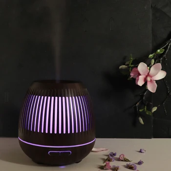 

KAIPUTE 400ml Ultrasonic Air Humidifier Aroma Essential Oil Diffuser with Wood grain7 Color LED Lights for Office Home