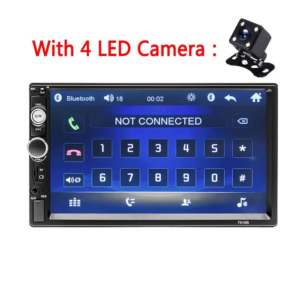 With 4 LED Camera LeeKooLuu 2din автомобильный радиоприемник MP5 сенсорный экран " HD Автомобильный резервный монитор Bluetooth мультимедиа с USB порт aux вход Mirrorlink радио - Цвет: With 4 LED Camera