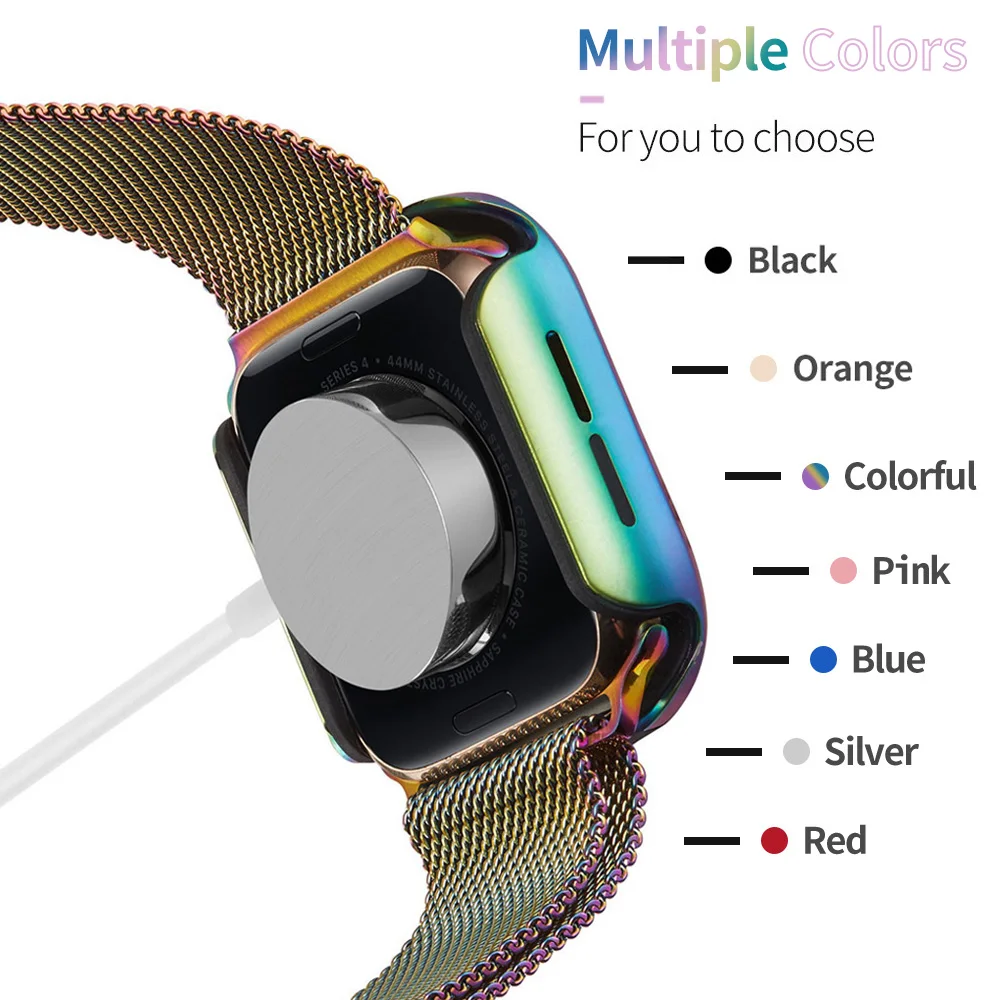 Многоцветная Защитная крышка для Apple Watch Case Series 5 4 Роскошный Металлический+ TPU 40 мм 44 мм бампер для iWatch Shell аксессуары