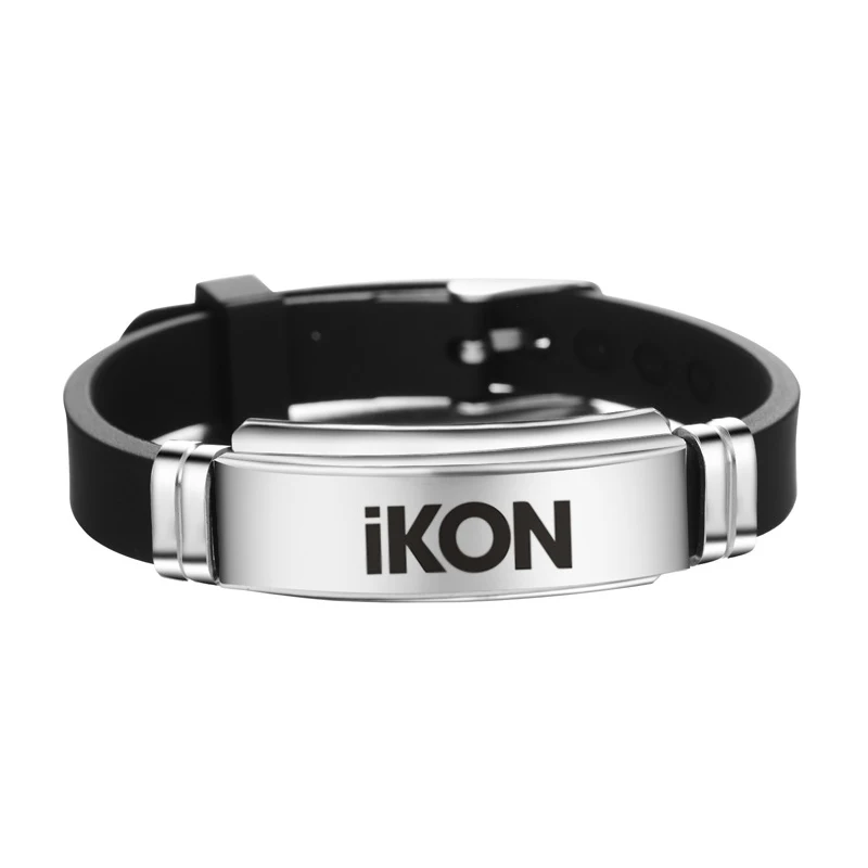 iKON Kpop EXO BLACKPINK GOT7 iKON BTOB MONSTA X NU'EST SEVENTEEN TWICE VIXX MAMAMOO браслет из нержавеющей стали регулируемый браслет - Окраска металла: iKON
