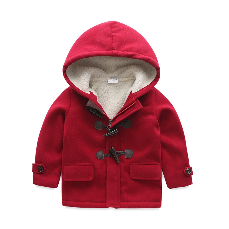 Baby's Button Hooded Outwear Coat Winter Clothes Korean New Boys'Clothes Furry Thickened Coat Baby Kids Coats Jacket Clothing