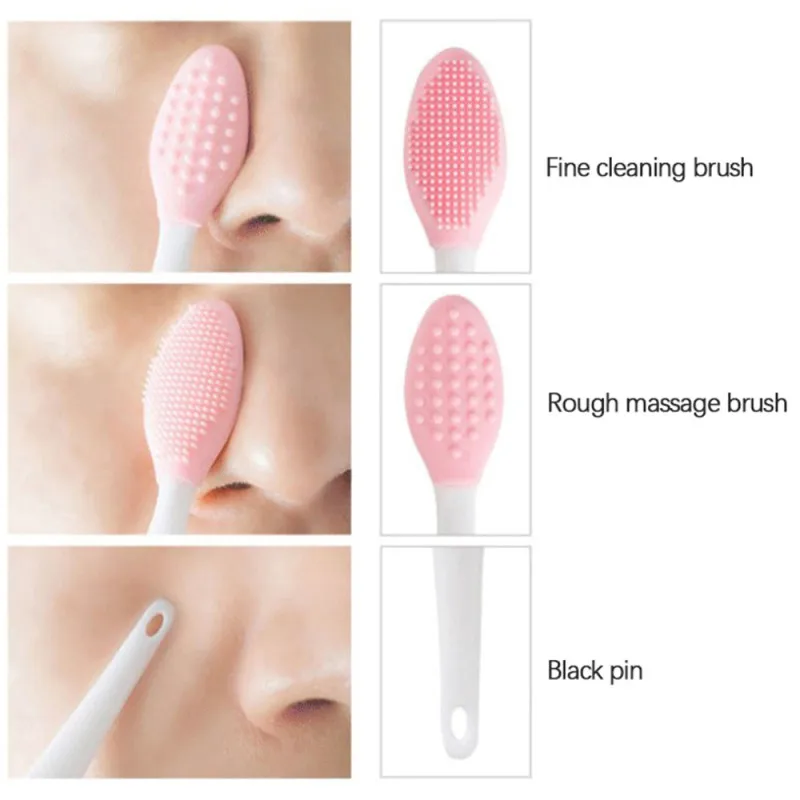 

Facial Cleaning Brush Blackhead Pore Removal Wash Exfoliating Nose Brush Silicone Massage Brush Face Cleaning Tool