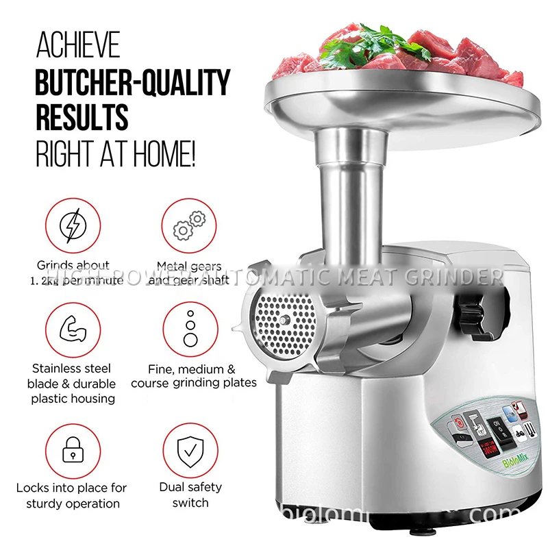 2l Stainless Steel Meat Grinder, Household Highpower Automatic Meat