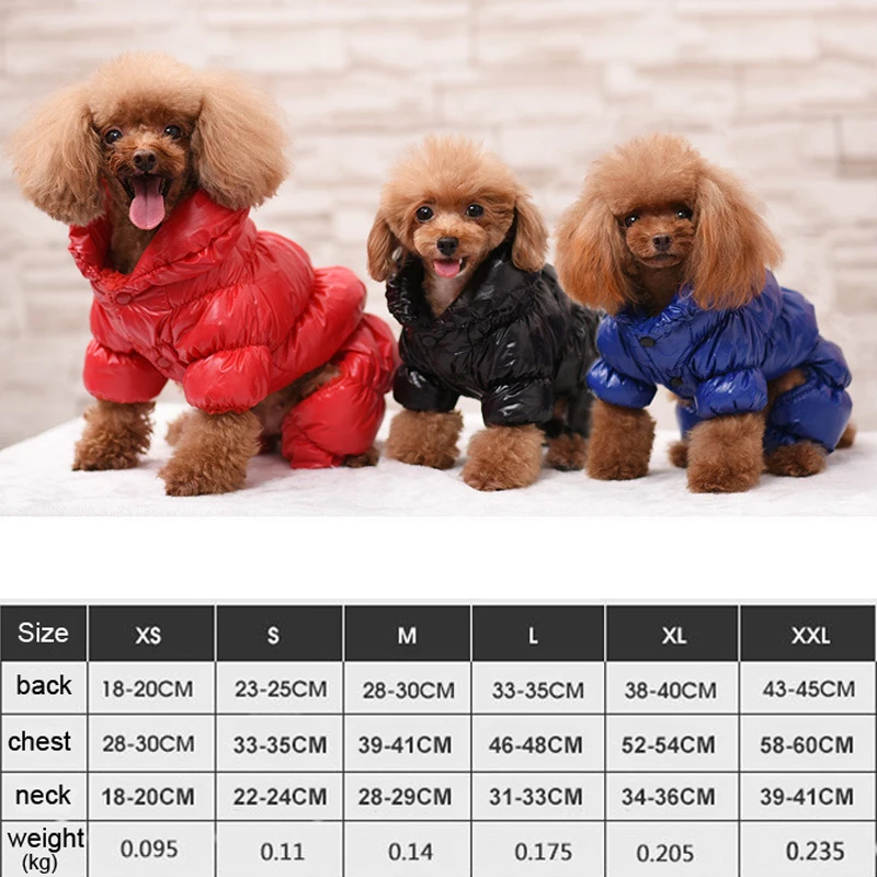 Winter Pet Dog Clothes Super Warm Down Jacket For Small Dogs Waterproof Pets Coat Cotton Hoodies For Chihuahua Puppy Clothing