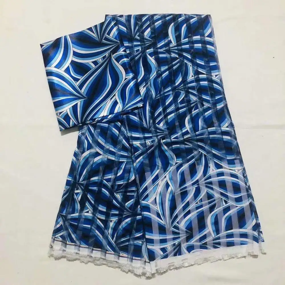 Высокое качество органза Цифровая печатная восковая дизайнерская африканская атласная ткань органза узор атласная ткань для вечернего платья lisa01