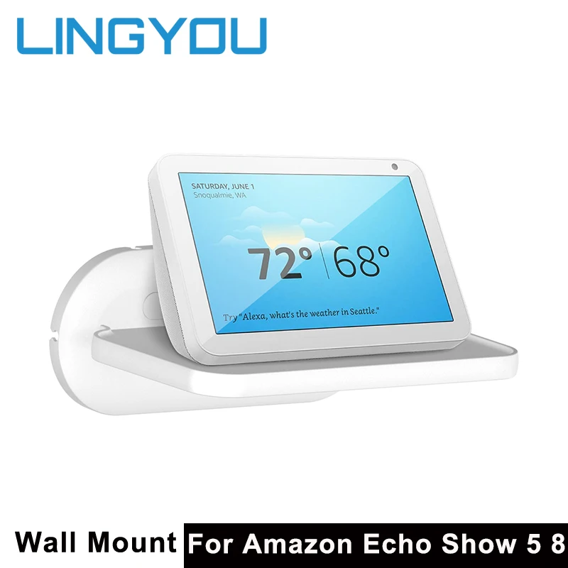 Настенная полка с розеткой питания LINGYOU держатель для Amazon Echo Show 5 8 /Nest Hub/JBL Xtreme/Anker