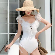 Пляжная одежда для плавания женские, 1 штука, женские купальные костюмы Badpak, большие размеры, купальный костюм, корейский сексуальный кружевной костюм без рукавов, однотонный полиэстер