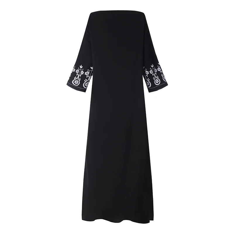 Длинное платье Осень Лето Женское ZANZEA винтажное макси Vestidos богемное цветочное с разрезом плюс размер туника 3/4 рукав v-образный вырез