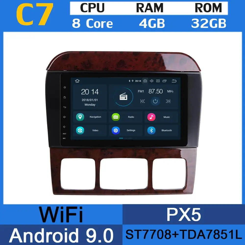 8Core 4G RAM 32G PX " Android 9,0 4G+ 64G Автомобильный мультимедийный плеер для Mercedes Benz S CL Class W220 W215 CL Class W215 CL600 CL55 радио gps навигация - Цвет: 8Core 4G RAM 32G PX